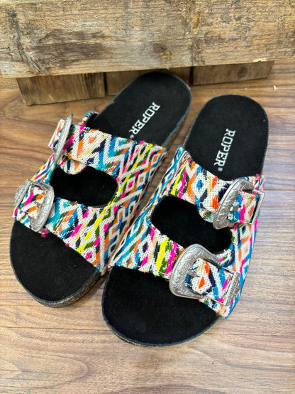 Roper Women's Desiree Bright Serape Two Strap Sandals 0607-3443-Painted Cowgirl Western Store