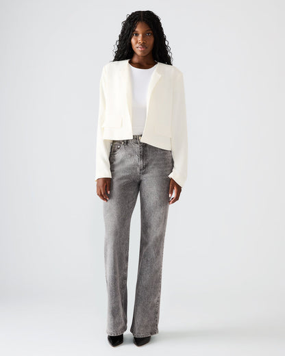 SERENEA White Women's Long-Sleeved Open-Front Blazer | Steve Madden