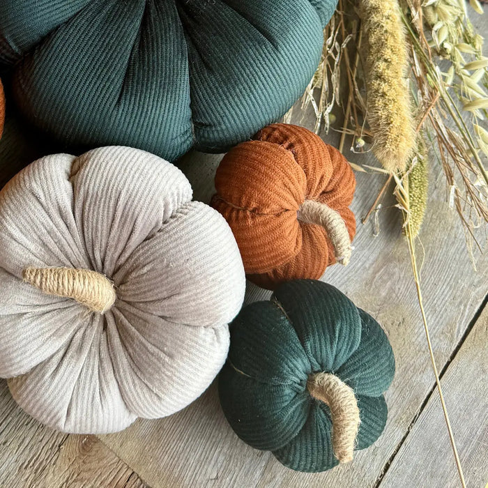 Small Hunter Green Corduroy Pumpkin