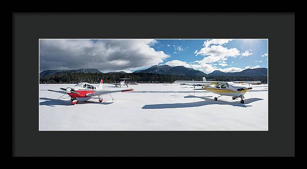 Snow Covered Airplanes at Lake Tahoe Airport - Framed Print