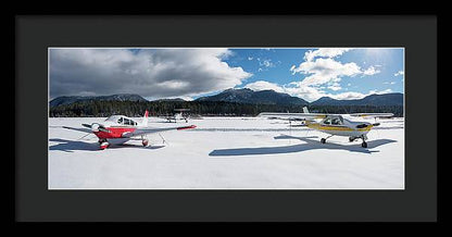 Snow Covered Airplanes at Lake Tahoe Airport - Framed Print