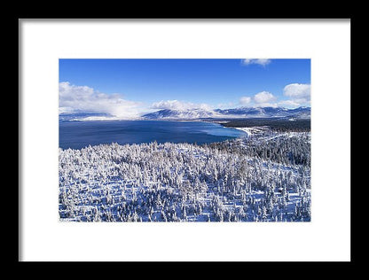 South Tahoe Winter Aerial By Brad Scott - Framed Print