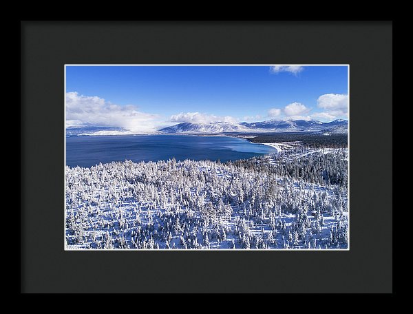 South Tahoe Winter Aerial By Brad Scott - Framed Print