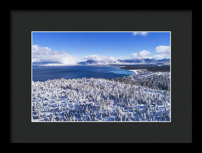 South Tahoe Winter Aerial By Brad Scott - Framed Print