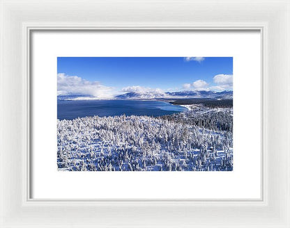 South Tahoe Winter Aerial By Brad Scott - Framed Print
