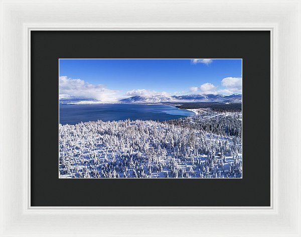 South Tahoe Winter Aerial By Brad Scott - Framed Print