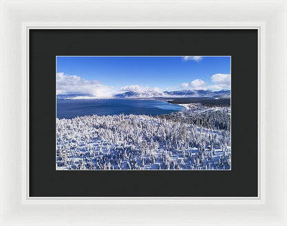 South Tahoe Winter Aerial By Brad Scott - Framed Print