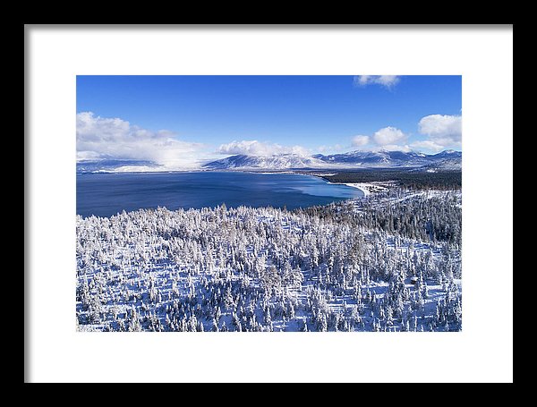 South Tahoe Winter Aerial By Brad Scott - Framed Print