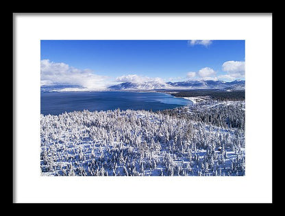 South Tahoe Winter Aerial By Brad Scott - Framed Print