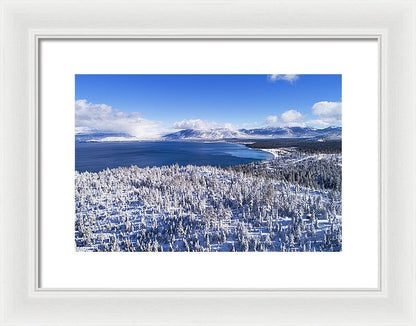 South Tahoe Winter Aerial By Brad Scott - Framed Print