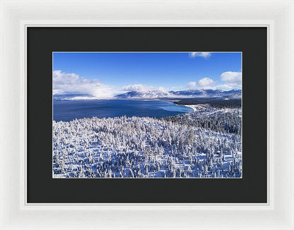 South Tahoe Winter Aerial By Brad Scott - Framed Print