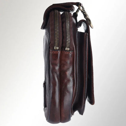 Spaghetti Western Brown Genuine Leather Sling Belt Purse SWC203BRN