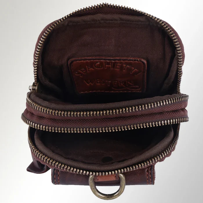 Spaghetti Western Brown Genuine Leather Sling Belt Purse SWC203BRN