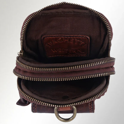 Spaghetti Western Brown Genuine Leather Sling Belt Purse SWC203BRN