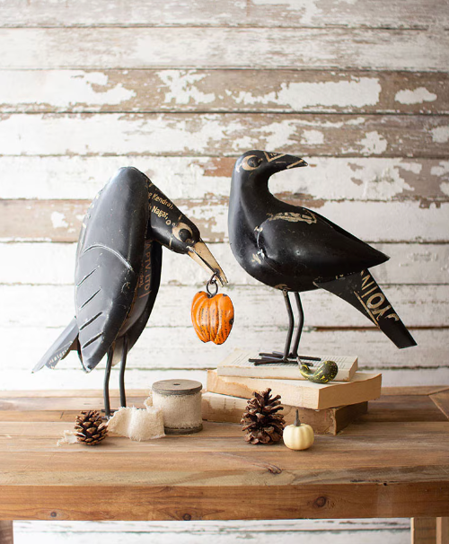 Spooky Recycled Iron Crow, 2 Styles