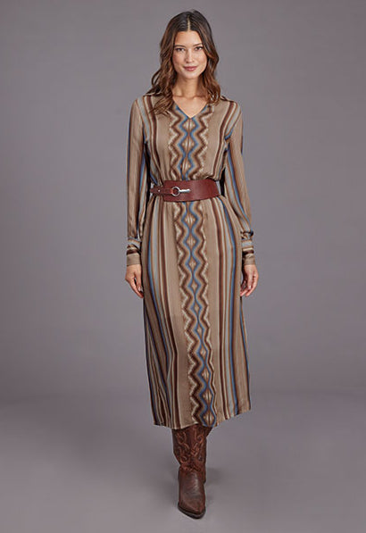 Stetson Women's Sand Serape Herringbone Print Mid-Length Western Dress 0590-6031-DR