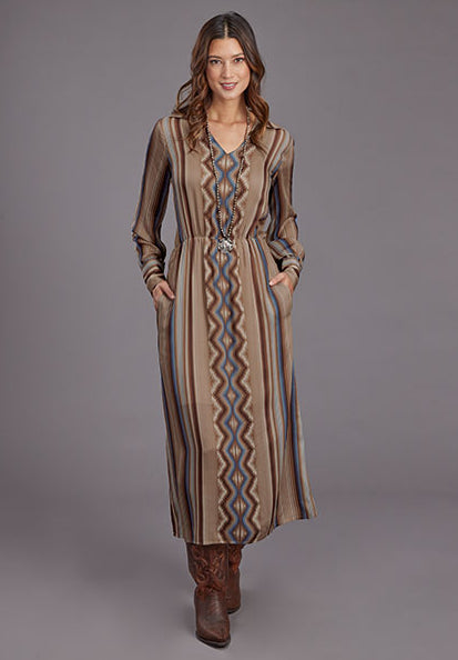 Stetson Women's Sand Serape Herringbone Print Mid-Length Western Dress 0590-6031-DR