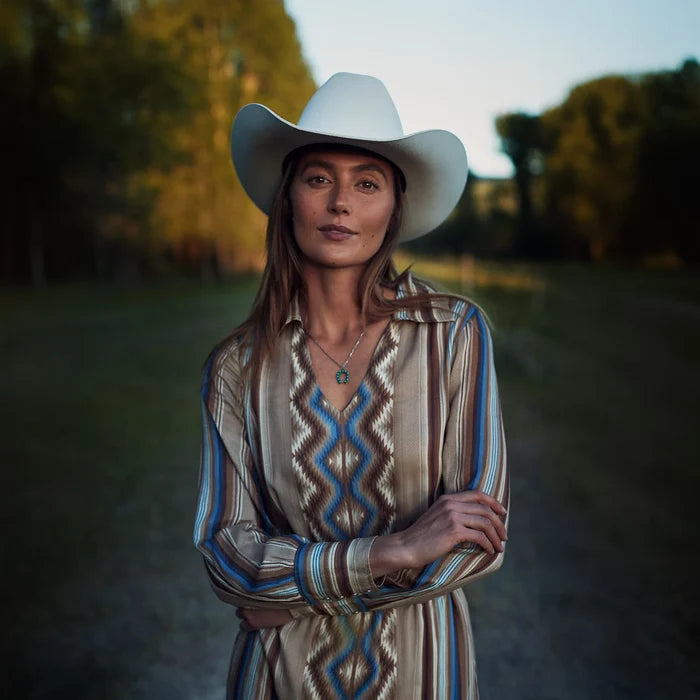Stetson Women's Sand Serape Herringbone Print Mid-Length Western Dress 0590-6031-DR-Painted Cowgirl Western Store
