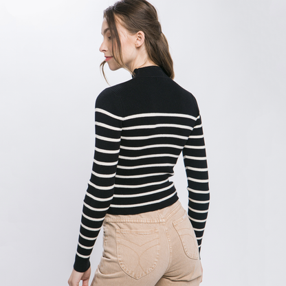 Melissa Mock Neck Stripe Sweater