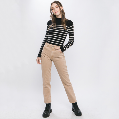 Melissa Mock Neck Stripe Sweater