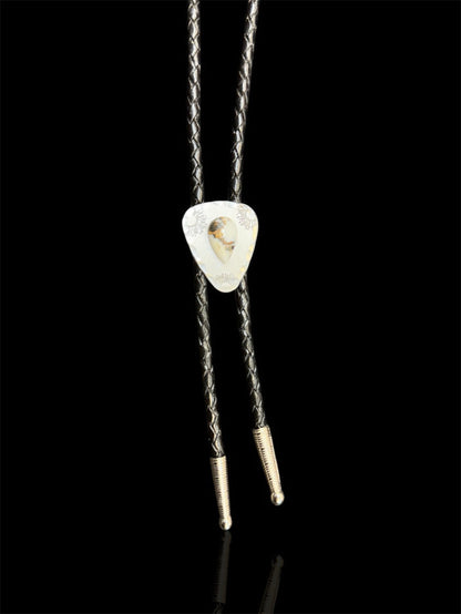 The Wildsmith Hand-Stamped Black Leather & Silver Western Adventure Bolo Tie