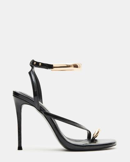 TIA Black Strappy Open-Toe Stiletto Women's Heel | Steve Madden