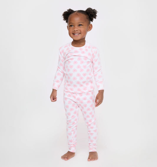The Tiny Sully PJ Set - Pink Doily Heart