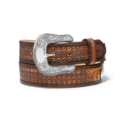 Tony Lama Men's Tan High Roller Tooled Leather Belt C42875-Painted Cowgirl Western Store
