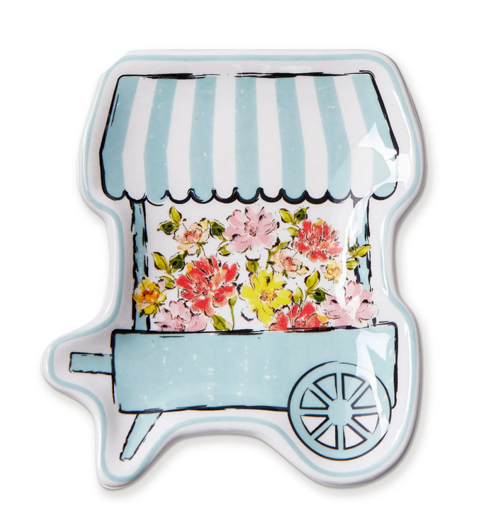Trinket Dish w/ Flower Cart Design