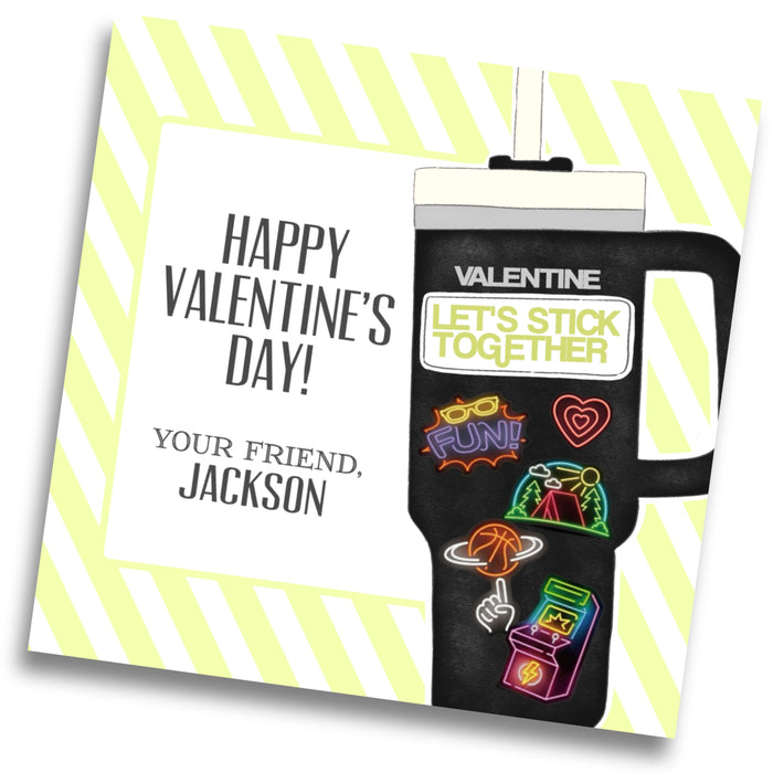 Tumbler Sticker Valentine Card - Black