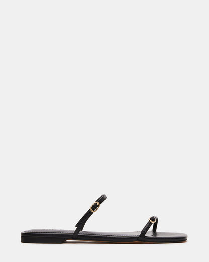 TUNDRA Black Leather Square Toe Slide | Women's Sandals | Steve Madden