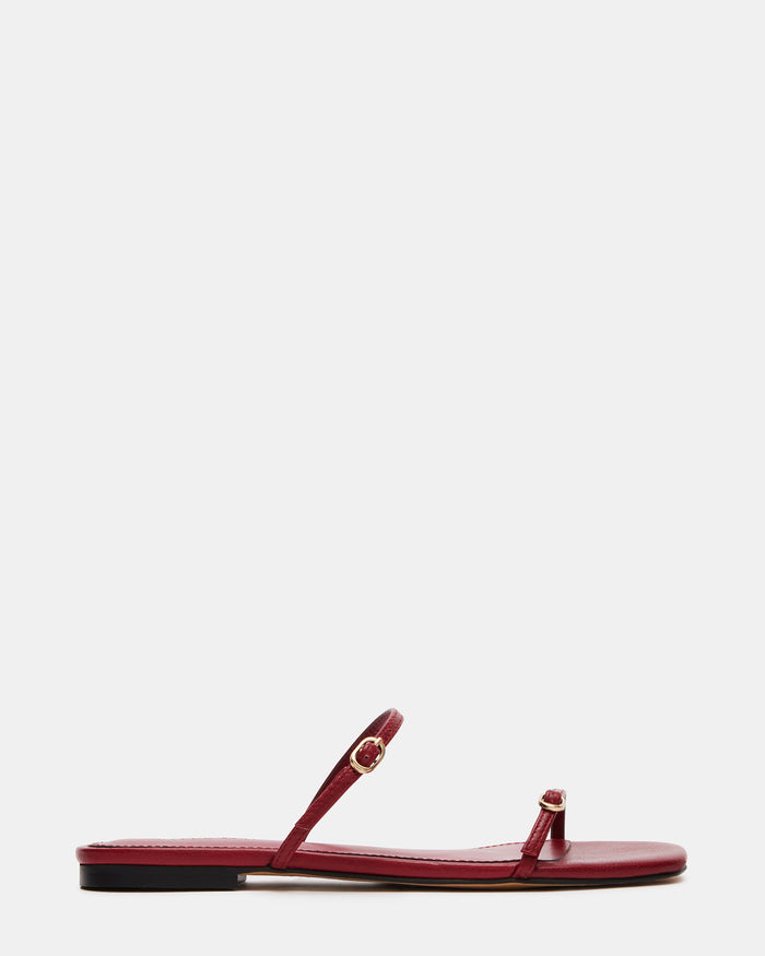 TUNDRA Red Leather Square Toe Slide | Women's Sandals | Steve Madden