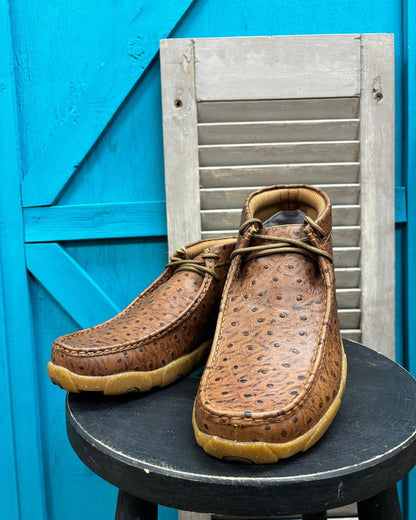 Twisted X Men's Cognac Ostrich Print Leather Chukka Driving Moc MDM0100-Painted Cowgirl Western Store