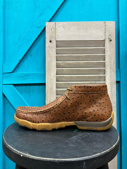 Twisted X Men's Cognac Ostrich Print Leather Chukka Driving Moc MDM0100-Painted Cowgirl Western Store