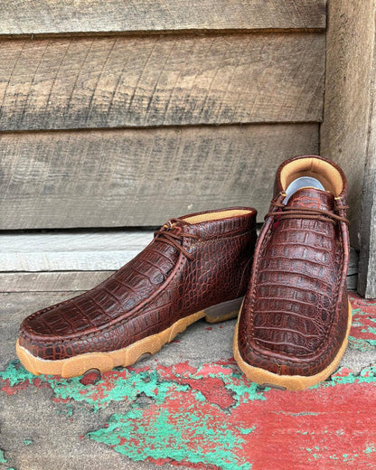 Twisted X Men's Ginger Caiman Print Leather Chukka Driving Moc MDM0103-Painted Cowgirl Western Store