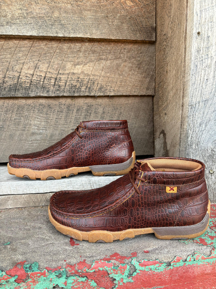 Twisted X Men's Ginger Caiman Print Leather Chukka Driving Moc MDM0103-Painted Cowgirl Western Store