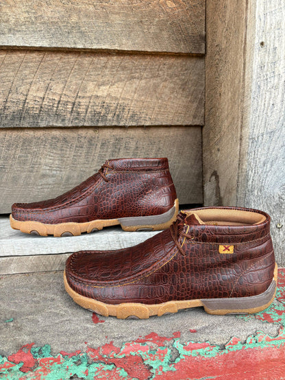 Twisted X Men's Ginger Caiman Print Leather Chukka Driving Moc MDM0103-Painted Cowgirl Western Store
