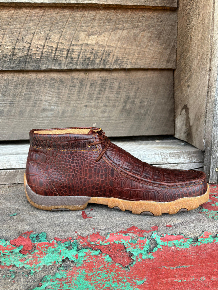Twisted X Men's Ginger Caiman Print Leather Chukka Driving Moc MDM0103-Painted Cowgirl Western Store