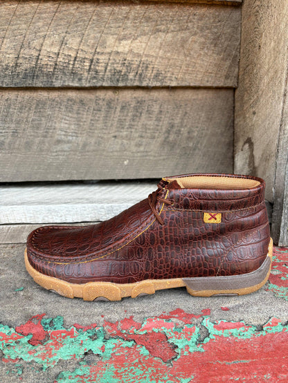 Twisted X Men's Ginger Caiman Print Leather Chukka Driving Moc MDM0103-Painted Cowgirl Western Store