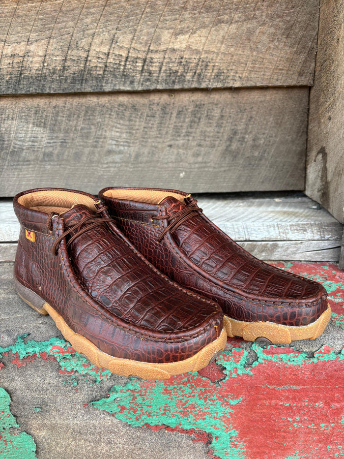Twisted X Men's Ginger Caiman Print Leather Chukka Driving Moc MDM0103-Painted Cowgirl Western Store