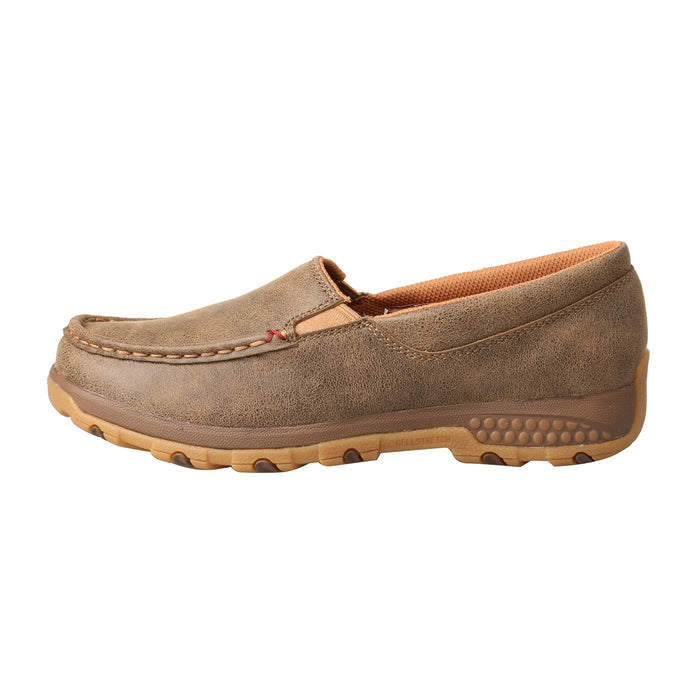 Twisted X Women's Bomber Brown Leather Slip On CellStretch Driving Moc Shoe WXC0004