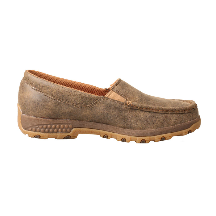 Twisted X Women's Bomber Brown Leather Slip On CellStretch Driving Moc Shoe WXC0004