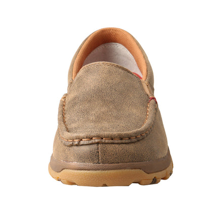 Twisted X Women's Bomber Brown Leather Slip On CellStretch Driving Moc Shoe WXC0004
