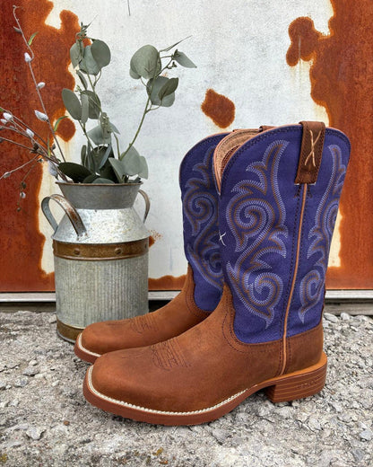 Twisted X Women's Tech X Brown Saddle Leather & Purple Top Cowgirl Boots WXTR009-Painted Cowgirl Western Store