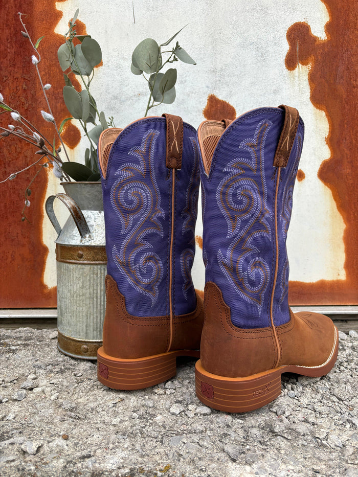 Twisted X Women's Tech X Brown Saddle Leather & Purple Top Cowgirl Boots WXTR009-Painted Cowgirl Western Store