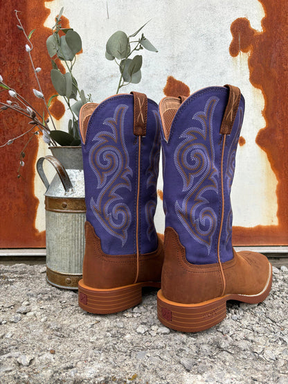 Twisted X Women's Tech X Brown Saddle Leather & Purple Top Cowgirl Boots WXTR009-Painted Cowgirl Western Store