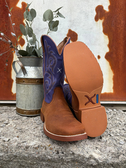 Twisted X Women's Tech X Brown Saddle Leather & Purple Top Cowgirl Boots WXTR009-Painted Cowgirl Western Store
