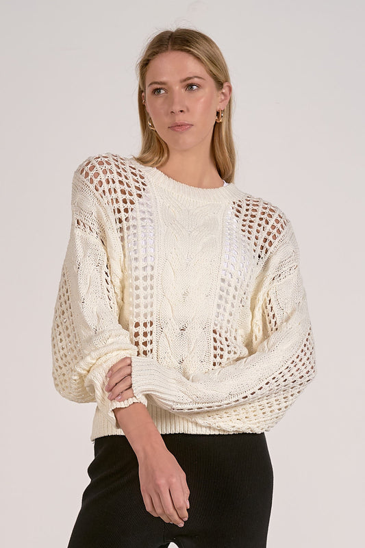 Elan Open Knit Crewneck Sweater