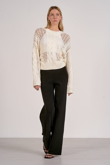 Elan Open Knit Crewneck Sweater