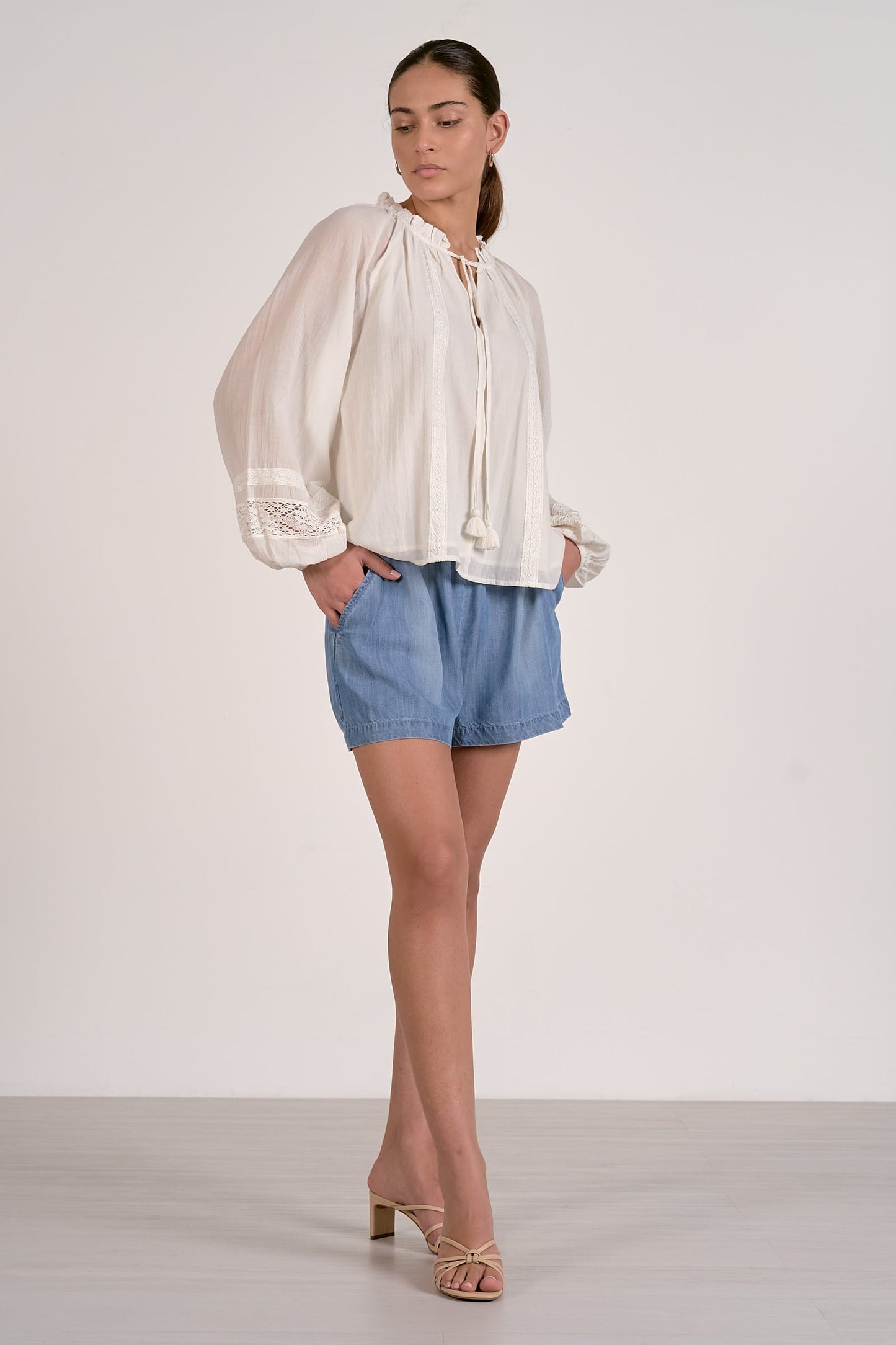 Elan V-Neck Long Sleeve Flowy Blouse